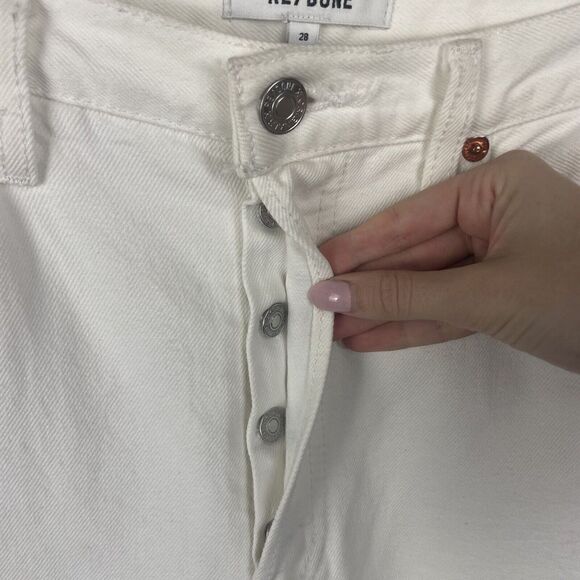 NWT Re/Done White Destroyed 70s Stove Pipe Jean 3WSTV27 Button Fly Size 28 $295 - Picture 8 of 8